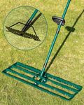 JivaJot Lawn Leveling Rake 33x10'', Yard Leveling Rake with 78'' Back-Saving Adjustable Handle, Stainless Steel Lawn Leveler Tool with 17'' Tines Head for Garden, Backyard, Farm, Golf Course
