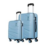 Safari Polycarbonate Persia Hardside Small & Medium Size 8 Spinner Wheel (Cabin & Check-in Trolley) Luggage Set of 2 Pearl Blue Color 55cm & 65cm