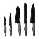 hecef 5 pcs Kitchen Knife Set, Professional Knife Set with Cover, Ultra Sharp Nonstick Coating Stainless Steel Blade & Ergonomic Handle