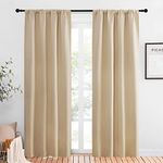 NICETOWN Home Fashion Blackout Curtains - Thermal Insulated Solid Drape for Kitchen Window (1 Pair,42 Inch Wide by 84 Inch Long,Beige)