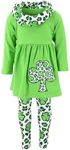 Unique Baby Girls St Patrick's Day Speckled Clovers Legging Set (5T/L, White)