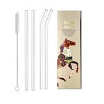 RUSTIC HORSE Glass Straws by Rustic Horse Pack of 4 with Brush (Colour Mix) (Clear)