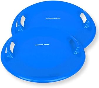 Slippery Racer Heavy-Duty Cold Resistant Downhill Pro Adults and Kids Plastic Outdoor Winter Saucer Disc Snow Sled with Handles- (Blue, 2)