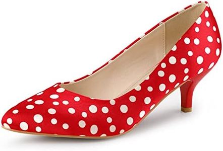 Allegra K Women's Pointed Toe Polka Dots Kitten Heels Red Pumps 6.5 M US