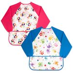 fanksoow 2Pcs Kids Aprons for Painting Toddlers Artist Waterproof Smocks with 3 Pockets,Age 2-7 Years