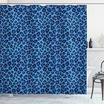 Ambesonne Animal Print Collection, Leopard Animal Print Stylized Artistic Design Creative Contemporary Artwork, Polyester Fabric Bathroom Shower Curtain, 75 Inches Long, Blue