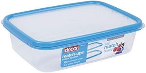 Décor Match-ups Basics Oblong | Food Storage Pantry Container | Ideal for Meal Prep | BPA Free | Dishwasher, Freezer & Microwave Safe, Clear/Blue, 2L