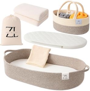 ZEAL'N LIFE Baby Changing Basket with Diapers Basket, Blanket & Changing Basket for Dresser, Potable Changing, Baby Changing Pad, Changing Pad for Dresser, Moses Basket for Newborns