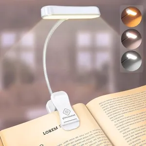 Glocusent Horizontal ET-Head Book Light for Reading in Bed, Eye Caring, CRI 95, 3 Colors & 5 Brightness, Rechargeable Long Lasting Reading Light, 1.4Oz Lightweight & Portable, Perfect for Book Lovers