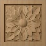 Ekena Millwork ROS03X03DGAL Medium Dogwood Flower Square Rosette, 3 1/2"W x 3 1/2"H x 3/4"P, Alder