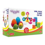 Funskool Giggles - Link Stack N Nest Toy Set, toys for kids, Blocks, Nesting toy for kids, Multicolour 3 in 1 gift set, Develops motor skills , 6 months & above, Infant and Preschool Toys