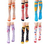 BABAHU Girls Knee High Long Socks for Child 6 Pairs Fun Animal Pattern Tall Crazy Cute Girls Gift Boot Funny Kids Socks