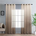 DWCN Gradient Voile Curtain Brown Net Curtains for Windows Sheer Curtains for Living Room Eyelet Curtains 55 x 84 Inch(Width x Length), 2 Panels