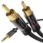 KabelDirekt – RCA to jack 3.5 adapter cable – 2 m – versatile plug-and-play audio cable (Aux/3.5mm to 2x RCA for connection to smartphone, tablet, home theater, soundbar, TV, notebook, MP3)