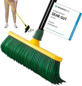 Novaliv Escoba premium con mango de 30 cm, cepillo especial de cerdas curvas, cabezal de plástico, ideal como escoba de jardín, escoba rascadora, escoba de césped artificial, ideal para camping,