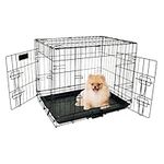 Yivke Dog Crate, 30-Inch Dog Cage Double Door Foldable Dog Kennel with Leak-Proof Tray, Metal Wire Heavy Duty Pet Animal Crate for Outdoor Indoor, 30L x 19W x 21H Inches, Medium Dog, Black