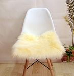 Meng Ge Square Sheepskin Seat Cushion,Luxurious Soft Fur Chair Pads Seat Cover Cream,20x20 Inch