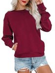 RANPHEE Sweatshirt for Women Burgundy Long Sleeve Crew Neck Tops Fashion Trendy Fall Clothes Cute Loose Fit Pullovers Hoodies with Pockets S