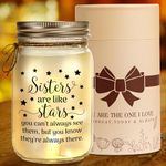 Kenon Mason Jar Night Light for Sister, Mothers Day Gifts for Women, Home Decoration Lights, Personalized Crystal Stickers Night Light Gift for Birthday Mothers Day Gifts (Sister)