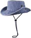 Gelante 100% Cotton Stone-Washed Adjustable Bucket Safari Boonie Sun Hats, Denim Blue, Small-Medium