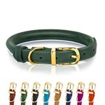 OOPSDOGGY Reflective Rolled Leather Dog Collar for Small Medium Large Dogs Puppy, 8 Colors, 7 Sizes (Green, XXS, 7"-9")