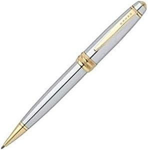Cross Bailey Refillable Click-Off Cap Plastic Ballpoint Pen with Chrome Finish and Gold-Plated Appointments, Medium Ballpoint, includes Premium Gift Box and Black Cartridge, 1 Pack, Medalist