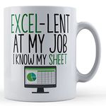 Father Fox - Excel-Lent at My Job, Know My Sheet - Funny Work Colleague Spreadsheet Gift Mug, Ceramic, 11fl.oz.