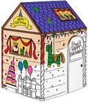 Bankers Box 1232201 at Play Birthday Kids Playhouse, Corrugated Cardboard House to Color for Kids, White, 38 x 32 x 48 Inch