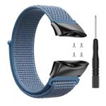 Nylon Strap Compatible with Garmin Forerunner 45/45S Watch Band for Garmin Swim 2 Smartwatch Replacement Wrist Band Accessory Metal connectors (black-blue)