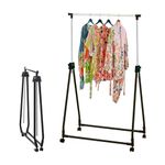 Taylor & Brown Chrome Metal Rail Rack - Adjustable Height Portable Garment Rack on Castor Rolling Wheels - Superior Foldable Storage Display Stand - Clothing Hanging Clothes Rails Rack for Bedroom