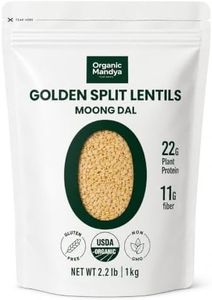Organic Mandya Golden Split Lentils (Moong Dal), Gluten-Free, Non-GMO, Plant-Based Protein, 2.2 lb (1 kg)