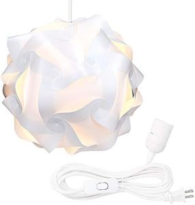 kwmobile Hanging Puzzle Lamp Kit - 15.7" (40cm) Modern Ceiling Pendant Light with 30-Piece Shade to Assemble and 15ft Plug-in Power Cord - Size XL