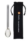 Length: 9.65" (245mm) Titanium Long Handle Spoon with Polished Bowl and Titanium Long Handle Spork with Polished Bowl with Waterproof Case (Long Handle Spork, Standard)