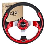 10L0L Golf Cart Steering Wheel, Fits EZGO, Club Car and Yamaha(Red)