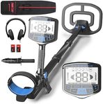 PANCKY High Accuracy Metal Detector for Adults – Collapsible, Lightweight & IP68 Waterproof Search Coil with 10.55” Large Coil, 5 Modes & Backlit LCD, Gold & Relic Detector Kit (Carbon Black, 10.55")