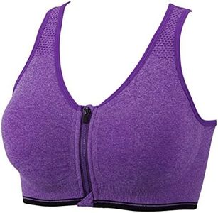 YEYELE Women Zip Front and Removable Pads Tank Top Racerback Sports Bra, Purple1, Large(36A 36B 36C 36D)