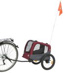 TRIXIE Dog Bike Trailer – safe pet transport – foldable – grey and red – Size S: 53 × 60 × 60/117 cm