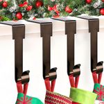 Stocking Holder,Christmas Stocking Holders for Mantle,4 Pack Stocking Hangers Hooks for Fireplace Christmas Home Decor Non-Skid Design Without Damage