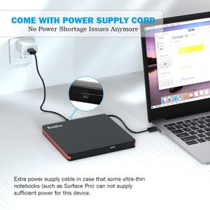 Rioddas External CD DVD Drive – USB Portable Optical Disc Reader