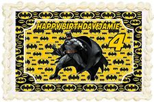 SUPERHERO BAT RECTANGLE BIRTHDAY PERSONALISED ICING EDIBLE COSTCO CAKE TOPPER DECORATION RSH-082 - A4