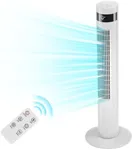 Antarctic Star Tower Fan Portable Electric Oscillating Fan Quiet Cooling Remote Control Standing Bladeless Floor Fans 3 Speeds Wind Modes Timer Bedroom Office (36 inch, White)