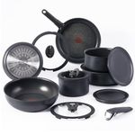 T-fal Ingenio Detachable Handle Cookware Set, Stackable Set. Induction Oven Broiler Safe 500F Cookware, Pots and Pans, Oven, Broil, Dishwasher Safe, 13 Piece Set, Onyx Black