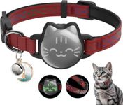 AirTag Cat Collar Breakaway, Reflective Cat Collar Compatible with Apple AirTag 1st & 2nd Gen, Hidden Holder with Bell, Lightweight Water-Resistant Strap for Cats, AirTag Not Included