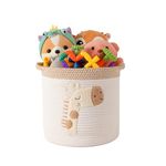 INough Toy Storage Baskets Woven Cotton Rope Storage Basket for Kids, Blanket Baskets for Living Room Toys Organizer with Embroidery Decor, Cute Baskets with Handle for Nursery, Playroom (Giraffe)