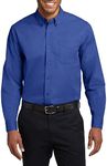 JustBlanks Tall Men's Dress Shirts Long Sleeve Mens Dress Shirts for Men Tall Mens Button up Shirts Long Sleeve - Royal/Classic Navy - XLT