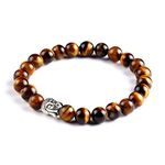 DIVINE ELEMENTS Certified Natural Tiger Eye 8mm Healing Crystal Stone Bracelet for Men and Women (Colour : Brown)