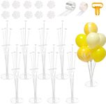 8 Sets of Balloon Stand Kits, Balloon Table Centerpiece Holders, Balloon Sticks with Base, Tie Tool, Flower Clips, Table Balloon Stand for Birthday Wedding Baby Shower Party Decorations