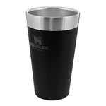 Stanley Adventure Stacking Beer Pint 0.47L - Travel Mug Keeps Beer Cold For 4 Hours - Stainless Steel Beer Mug - Stacks Infinitely - Double Wall Vacuum Insulation - Dishwasher Safe - Matte Black