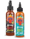 HOTCHAA! Dynamic Duo Combo of 2 Truffle Hot Sauce & Bhut Hot Ketchup (170g Each) Spicy & Umami Truffle Hot Sauce and Smoky & Tangy Bhut Hot Ketchup, Small Batch, Vegan, NO MSG