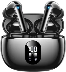 wyness Wireless Earbuds Bluetooth 5.3 Ear Buds, Hi-Fi Stereo Bass Ear Buds with 48H Playtime & LED Display, Lightweight in-Ear Headphones with Mic, IPX7 Waterproof, Touch Control for iPhone
